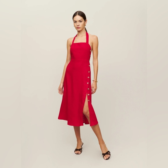 Reformation Dresses & Skirts - Reformation Mar Linen Dress in Cherry Size 4 NWOT